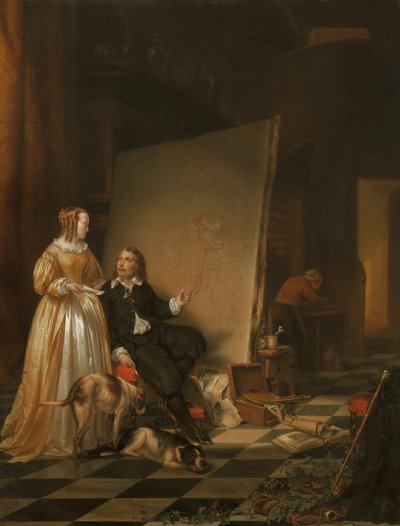 Het atelier van Paulus Potter door Johannes Christoffel Vaarberg
